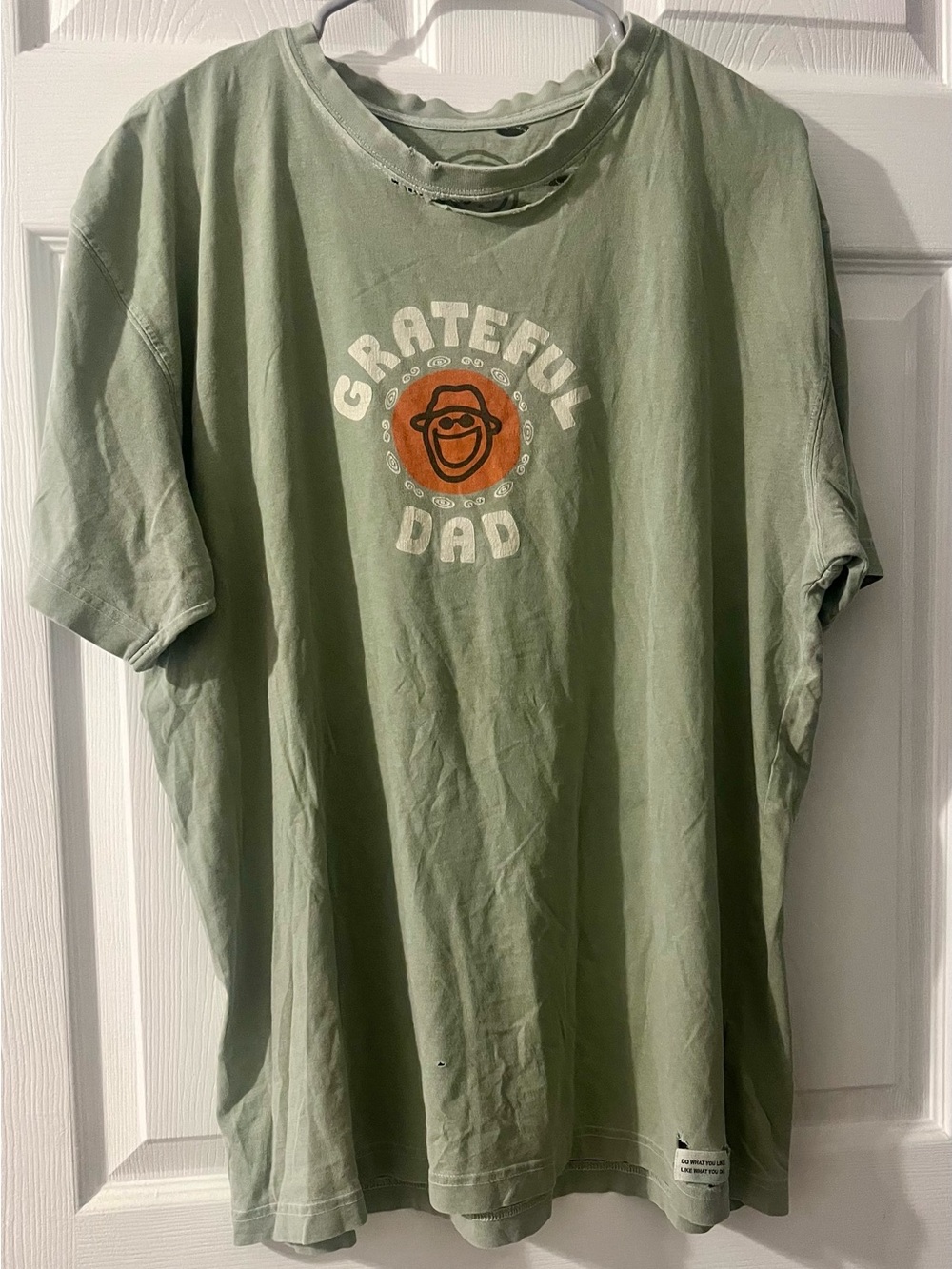 Life Is Good Sage Green Tee with Motivational Patch